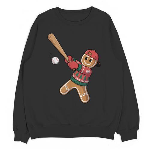 Ugly Christmas Sweater Gingerbread Baseball Toddler Kids Unisex Sweatshirt - Sportilla