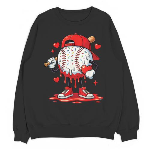 Valentine Baseball Drip Ice Cream Youth Boys Couples Unisex Sweatshirt - Sportilla