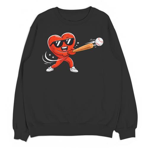 Valentine Baseball Heart Sport Valentines Day Men Boys Kids Unisex Sweatshirt - Sportilla