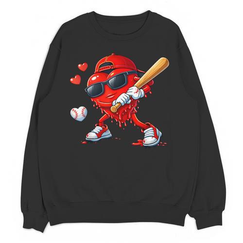 Valentine Baseball Heart Sports Love Valentines Day Boys Unisex Sweatshirt - Sportilla