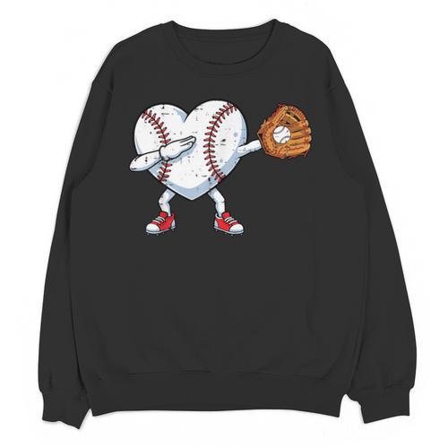 Valentines Day Baseball Ball Heart Dab Boys Kids Men Unisex Sweatshirt - Sportilla
