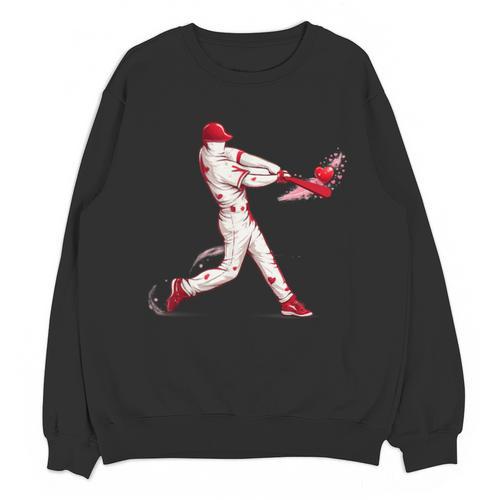 Valentines Day Baseball Batter Silhouette Heart For Men Boys Unisex Sweatshirt - Sportilla
