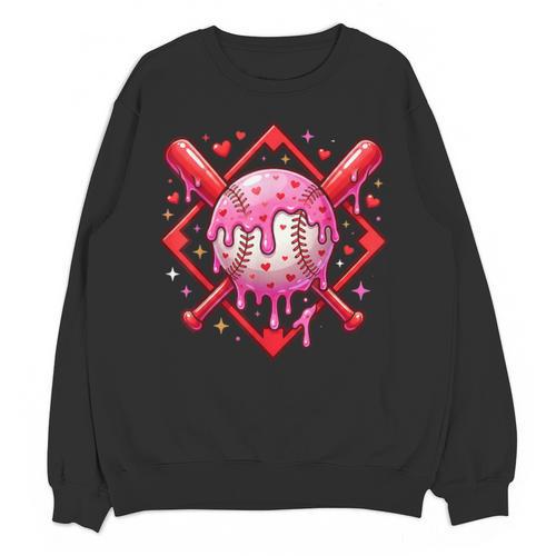 Valentines Day Baseball Boys Ice Cream Drip Heart Youth Kids Unisex Sweatshirt - Sportilla