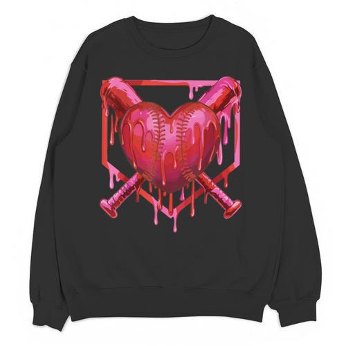 Valentines Day Baseball Red Heart Dab Boys Girls Kids Unisex Sweatshirt - Sportilla