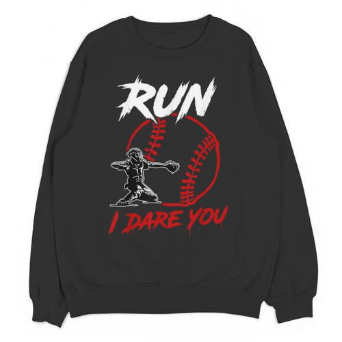 Vintage Baseball Catcher Boys Go Ahead Run I Dare You Unisex Sweatshirt - Sportilla