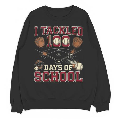 Women's 100 Days Of School Boys Kids Baseball Unisex Sweatshirt - Sportilla