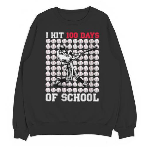 Women's I Hit 100 Days Of School Baseball 100th Day Boys Kids Unisex Sweatshirt - Sportilla
