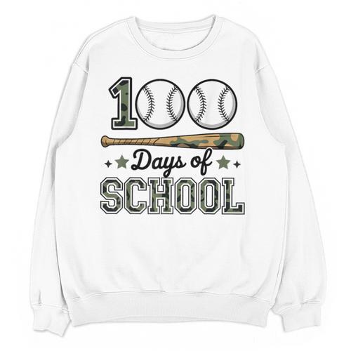 100 Days Of School Baseball Camo Boys School Teacher Unisex Sweatshirt - Sportilla