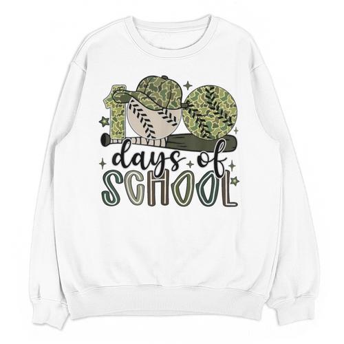 100 Days Of School Baseball Camo Cap Kids Boys 100th Day Unisex Sweatshirt - Sportilla