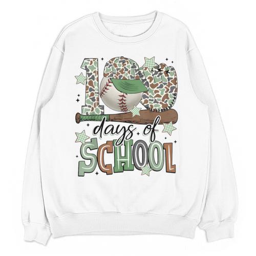 100 Days Of School Baseball Camo Men Boy Kid Unisex Sweatshirt - Sportilla