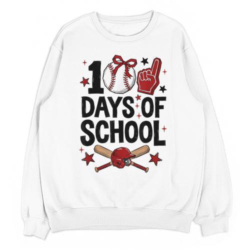 100 Days Of School Coquette Bow Baseball 100th Day Girl Kid Unisex Sweatshirt - Sportilla