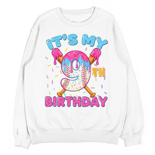 9th Birthday Baseball 9 Year Old Ice Cream Drip Boy Baseball Premium Tri-Blend Unisex Sweatshirt - Sportilla