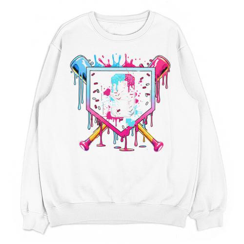 9th Birthday Boys Baseball Ice Cream Drip Boys Baseball Unisex Sweatshirt - Sportilla