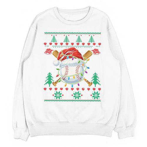 Baseball Christmas Ugly Sweater Santa Sport Men Kids Unisex Sweatshirt - Sportilla
