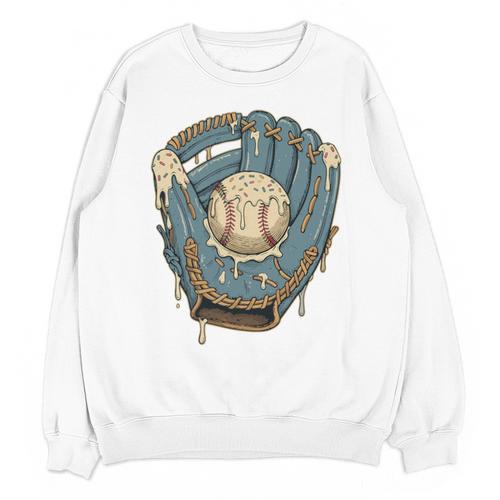 Baseball Drip Ice Cream Glove With Sprinkles And Ball Youth Premium Tri-Blend Unisex Sweatshirt - Sportilla