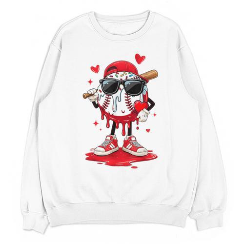 Baseball Drip Ice Cream Sunglasses Boys Youth Kids Valentine Unisex Sweatshirt - Sportilla