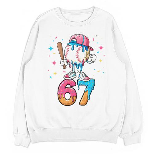 Baseball Drip Number 67 Six Seven Meme Ice Cream Dripping Unisex Sweatshirt - Sportilla