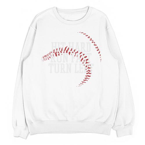 Baseball Hit Hard Run Fast Turn Left Men Boys Kid Teen Youth Premium Tri-Blend Unisex Sweatshirt - Sportilla
