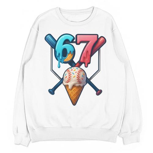 Baseball Ice Cream Drip 67 Six Seven Gen Alpha Slang Meme Unisex Sweatshirt - Sportilla