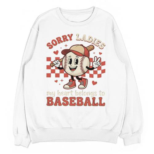 Boys & Women Men Baseball Valentine With Hearts Sporty Love Unisex Sweatshirt - Sportilla