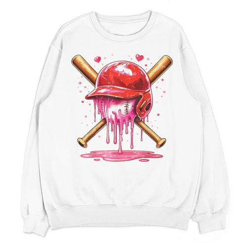 Boys Valentine Day Baseball Helmet Drip Ice-Cream Youth Kids Unisex Sweatshirt - Sportilla