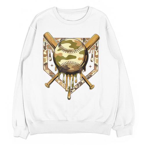 Camo Baseball Dripping Military Camouflage Sports Men Boy Unisex Sweatshirt - Sportilla