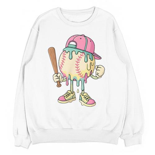 Cute Baseball Ice Cream Drip For Girls & Boys 2 Sides Unisex Sweatshirt - Sportilla
