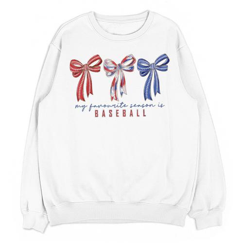 My Favorite Season Is Baseball Coquette Bow Game Day Mom Sis Unisex Sweatshirt - Sportilla