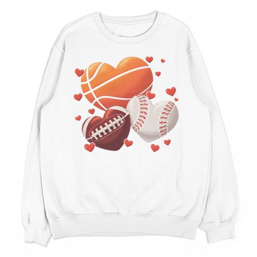 Football Basketball Baseball Heart Valentine Boys Men Kid Unisex Sweatshirt - Sportilla