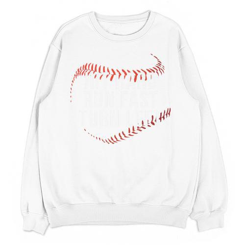 Hit Hard Run Fast Turn Left Baseball Player & Fan Premium Tri-Blend Unisex Sweatshirt - Sportilla