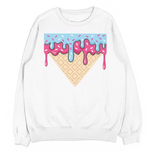 Ice Cream Baseball Cone Dripping Sprinkles Kids Boys Summer Premium Tri-Blend Unisex Sweatshirt - Sportilla
