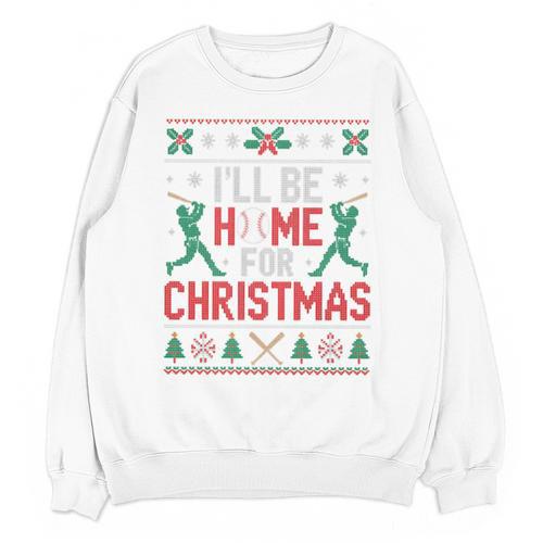 I’Ll Be Home For Christmas Baseball Ugly Sweater Art Unisex Sweatshirt - Sportilla