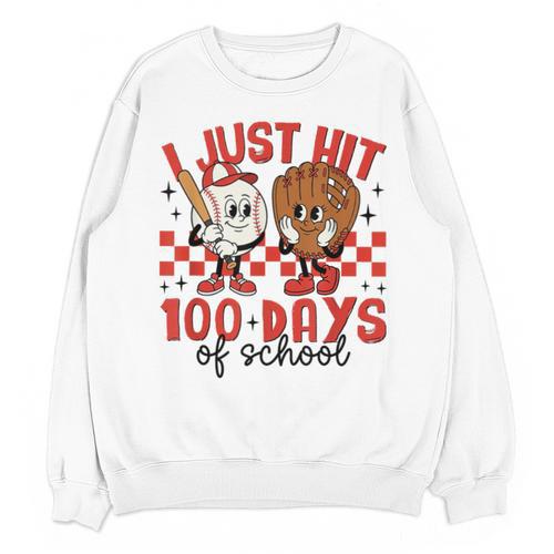 I Just Hit 100 Days Of School Baseball 100th Day Teacher Kid Unisex Sweatshirt - Sportilla