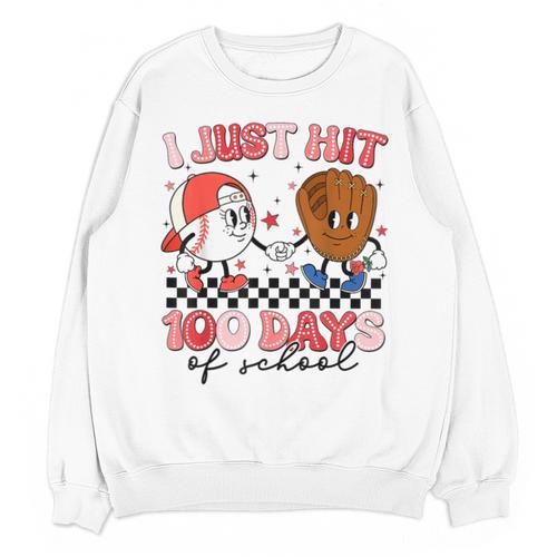 I Just Hit 100 Days Of School Baseball Boy Girl Teacher Unisex Sweatshirt - Sportilla