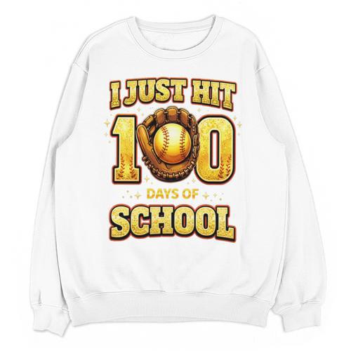 I Just Hit 100 Days Of School Baseball Boys Kids 100th Day Unisex Sweatshirt - Sportilla