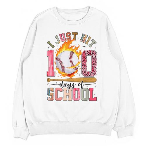 I Just Hit 100 Days Of School Baseball Lovers Fans Boys Kids Unisex Sweatshirt - Sportilla