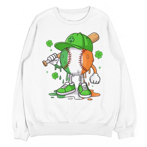 Kids Boys St Patricks Day Irish Flag Kids Baseball Ice Cream Drip Unisex Sweatshirt - Sportilla