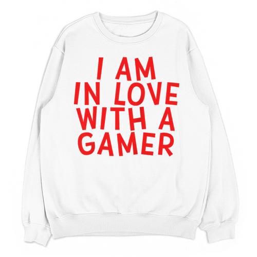 I Am In Love With A Gamer Cute Valentines Day Gamer Couple Raglan Baseball Tee Unisex Sweatshirt - Sportilla
