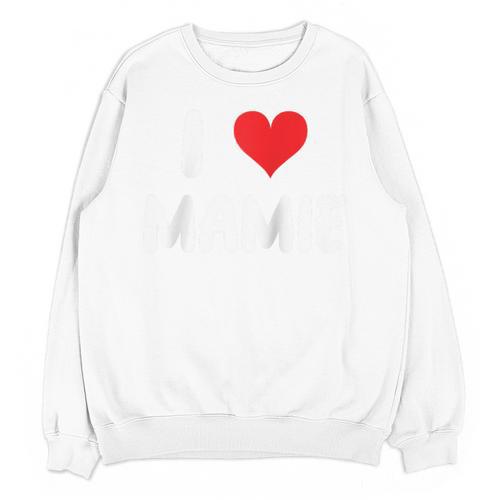 I Love Mamie Heart Grandma Grandmother Grandparent Raglan Baseball Tee Unisex Sweatshirt - Sportilla