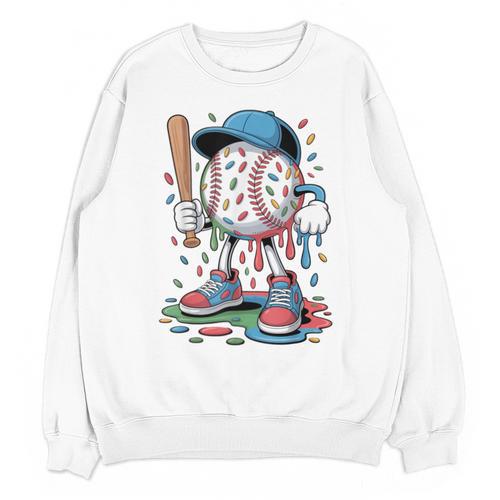 Melting Slime Sprinkle Baseball Mascot With Bat Unisex Sweatshirt - Sportilla