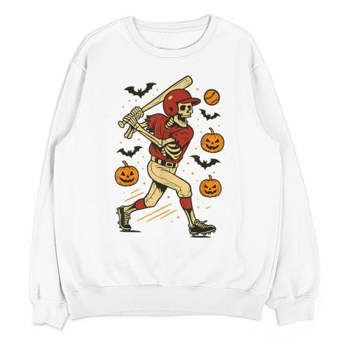 Skeleton Halloween Baseball Boys Men Kids Toddler Unisex Sweatshirt - Sportilla