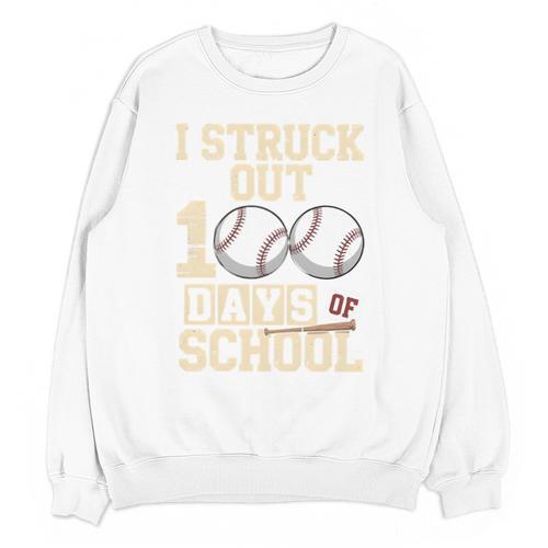 I Struck Out 100 Days Of School Baseball Fan Students Batter Premium Tri-Blend Unisex Sweatshirt - Sportilla