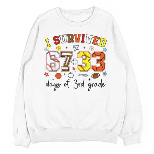 I Survived 6733 Days Baseball Football Softball 3rd Grade Unisex Sweatshirt - Sportilla