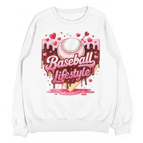 Valentine Baseball Lifestyle Home Plate Ice-Cream Drip Boys Unisex Sweatshirt - Sportilla