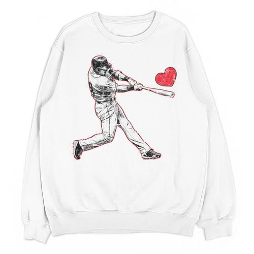Valentines Baseball Batter Heart Player Silhouette Premium Tri-Blend Unisex Sweatshirt - Sportilla