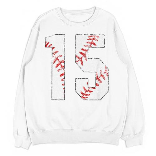 Vintage Distressed Baseball Number 15 Jersey Player Uniform Unisex Sweatshirt - Sportilla