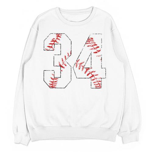 Vintage Distressed Baseball Number 34 Jersey Player Uniform Unisex Sweatshirt - Sportilla