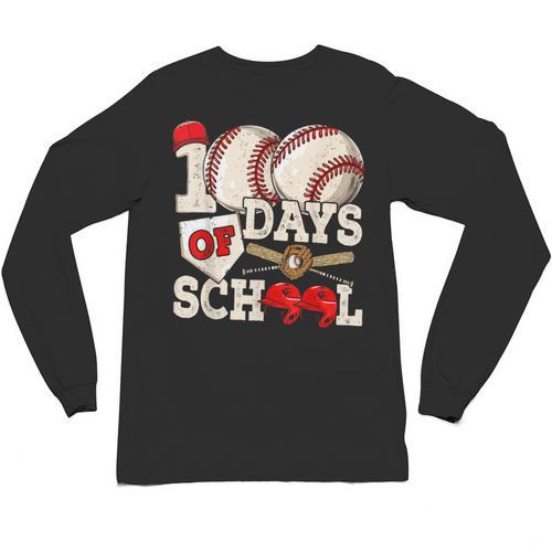 100 Days Of School Baseball 100th Day Of School Kids Teacher Unisex Long Sleeve T-Shirt - Sportilla