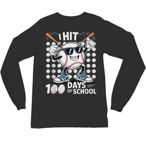100 Days Of School Baseball Bat 100th Day Of School Unisex Long Sleeve T-Shirt - Sportilla