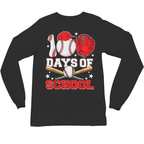 100 Days Of School Baseball Boys Kids Students Unisex Long Sleeve T-Shirt - Sportilla